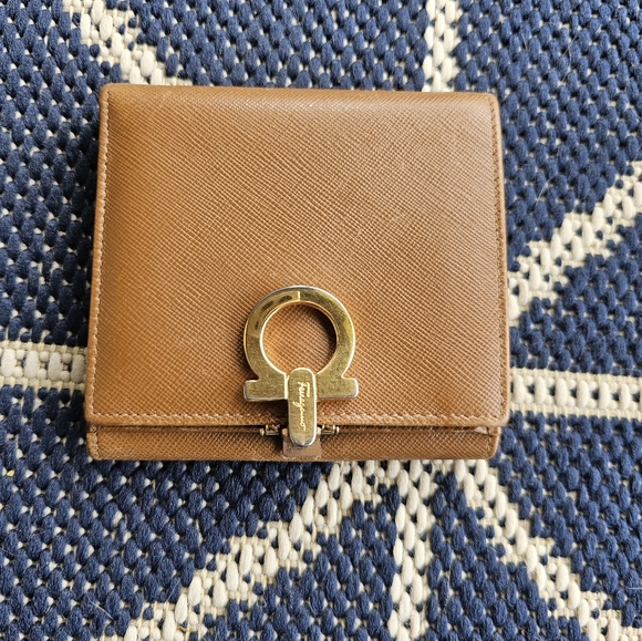 Salvatore Ferragamo Handbags - Salvatore Ferragamo Gancini Brown Leather Bifold Wallet